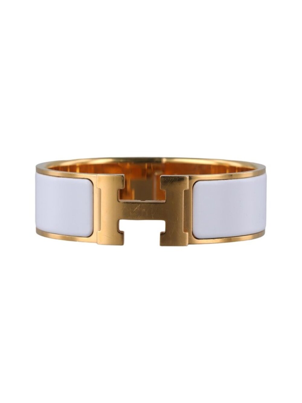 Hermes Clic Clac White Gold Bracelet